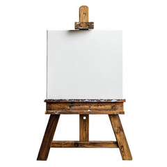 Blank canvas on wooden easel for painting art studio and artist concept on transparent background