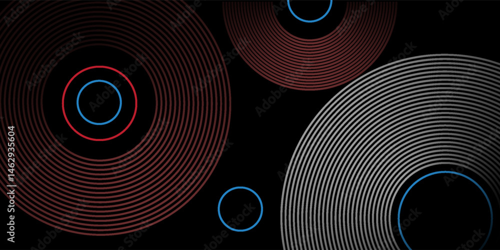 Aufkleber abstract grey and red circle line vector on dark background. modern simple overlap circle lines text