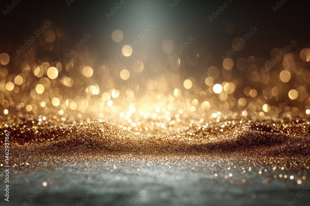 Aufkleber golden glitter sparkling with bokeh lights, creating a luxurious and festive background suitable for