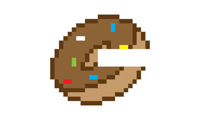 donut doughnut pixel art with column for branding your name company vector illustration