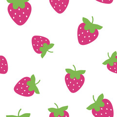 Seamless pattern with strawberry. Fruits vector illustration on white background. It can be used for wallpapers, wrapping, cards, patterns for clothing and others. 