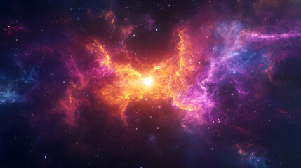 Naklejka premium Celestial Powerhouse: The Radiant Dance of a Quasar in the Vast Universe