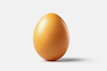 A single brown chicken egg stands isolated against a bright white background, highlighting its natural texture and shape, casting a soft shadow, food concept.