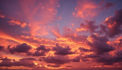 Fototapeta premium Dramatic sunset sky with colorful clouds and vibrant hues 