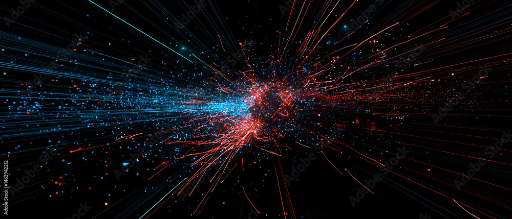 Poster abstract colorful particle explosion