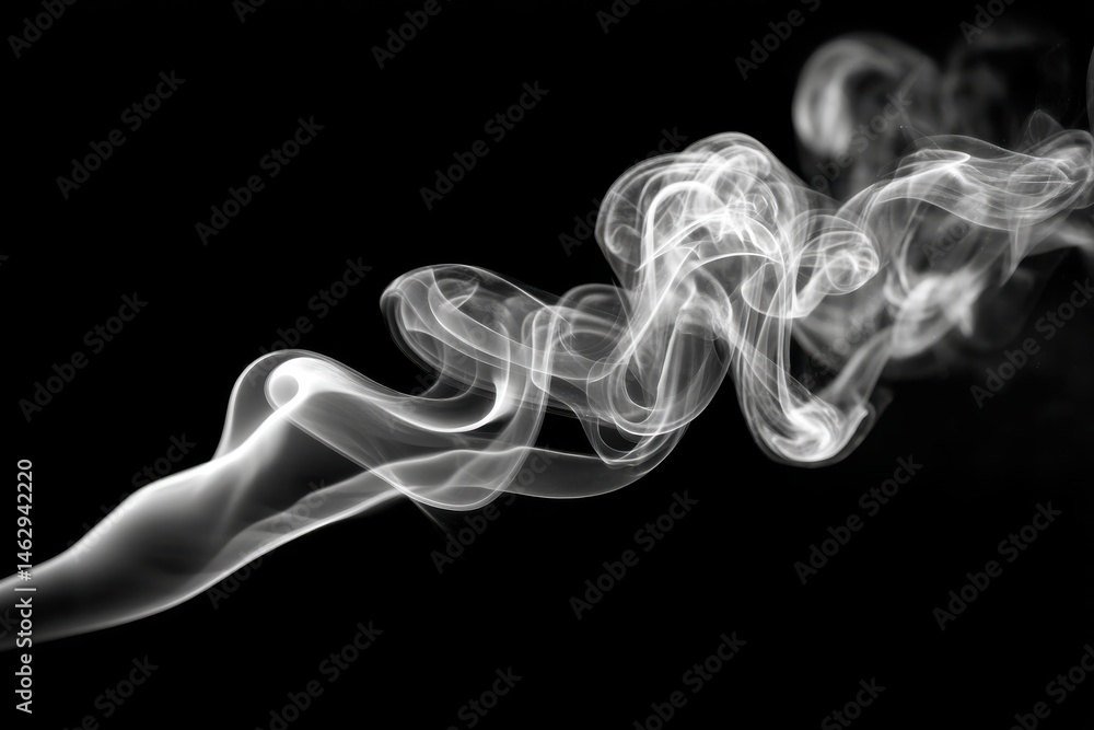 Aufkleber elegant and ethereal smoke patterns gracefully dancing against a stark black backdrop, creating a me