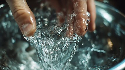 Hands Splashing in Clear Water