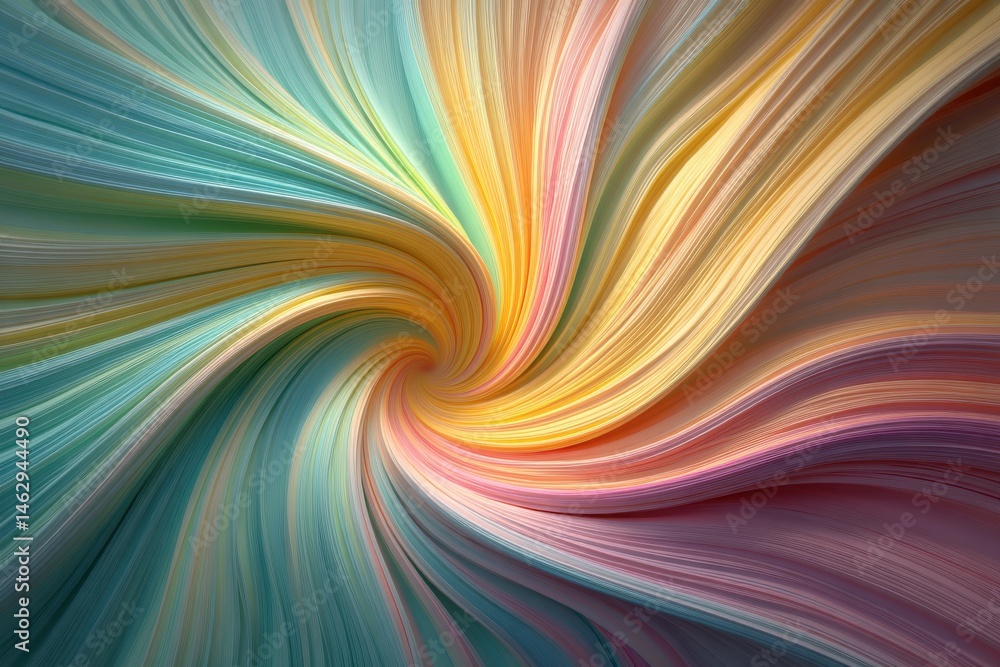 Aufkleber an abstract background featuring flowing lines in vibrant pastel colors, creating a dynamic, swirlin