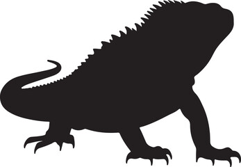 Eastern Water Dragon Lizard Silhouette Vector Illustration