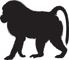 Gelada Baboon vector silhouette on white background