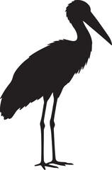 Openbill Stork bird vector silhouette on white background