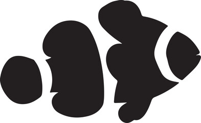 Orange Clownfish vector silhouette on white background