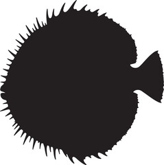 Pacific Spiny Lumpsucker fish vector silhouette on white background