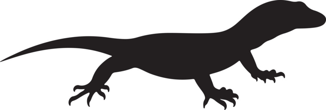Panay Monitor Lizard vector silhouette on white background