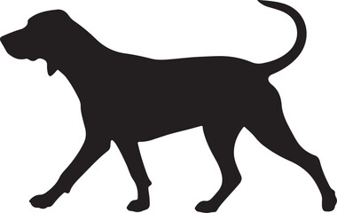 Red Bone Coonhound Dog vector silhouette on white background