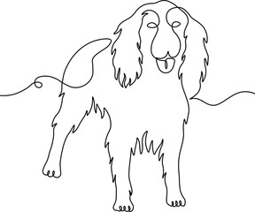 A drawing of a dog with a black outline 