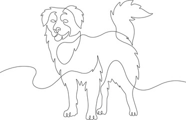 A drawing of a dog with a black outline 