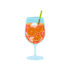 Orange lemonade glass with straw. Flat vector isolated illustration.
.