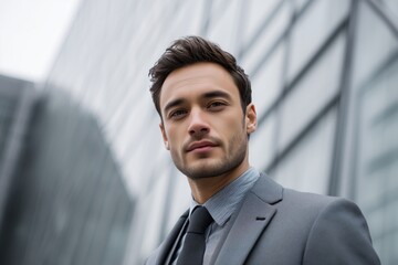 Fototapeta premium Confident Businessman Leads with Determined Vision