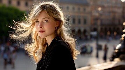 Obraz premium Blond woman city portrait