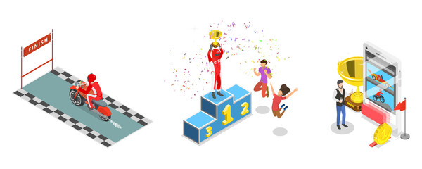 3D Isometric Flat  Illustration of Professional Car Racing, Motorsport Championship