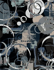 Brush strokes with circular shapes carpet design