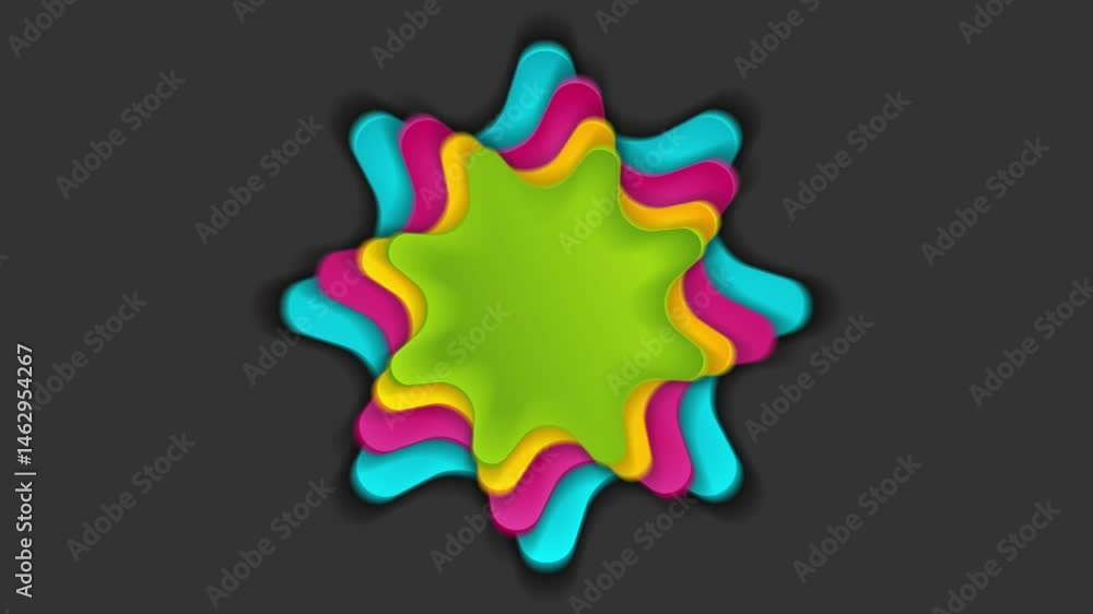 Poster multicolored loading spinner star shapes background. seamless looping colorful abstract motion desig