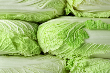 Fresh Chinese cabbages as background, top view
