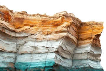 Layered rock formation showcasing diverse colors and textures, possibly sedimentary rock strata.
