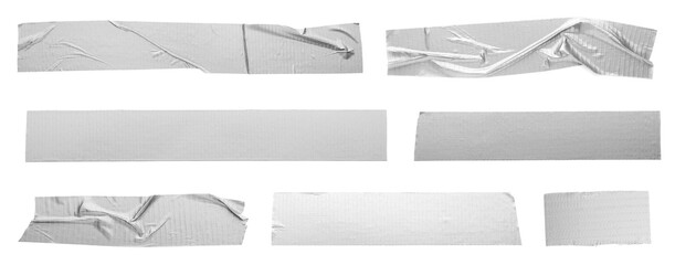 Adhesive tape pieces isolated on white, set