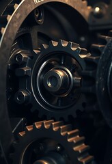 Naklejka premium close up of the gears of a machine
