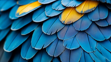 Close-up of Blue and Yellow Macaw Feathers