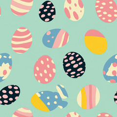 Easter Eggs Pattern Background Spring Colorful Dots Stripes Decorative Holiday Texture Floral Illustration Cheerful Playful Painted Modern Retro Cute Whimsical Pastel Bright Trendy Fun Art