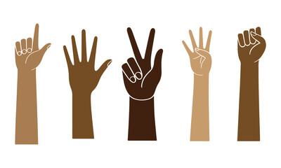 Obraz premium hands vector illustration. Set of Hand Gestures and Poses in vector style with white background Art & Illustration