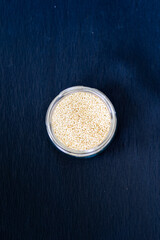 sesame seed in a glass bowl, spice