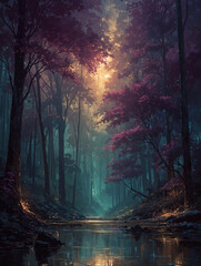 Fototapeta premium Sanctuary of the Luminous Path. Generative AI 