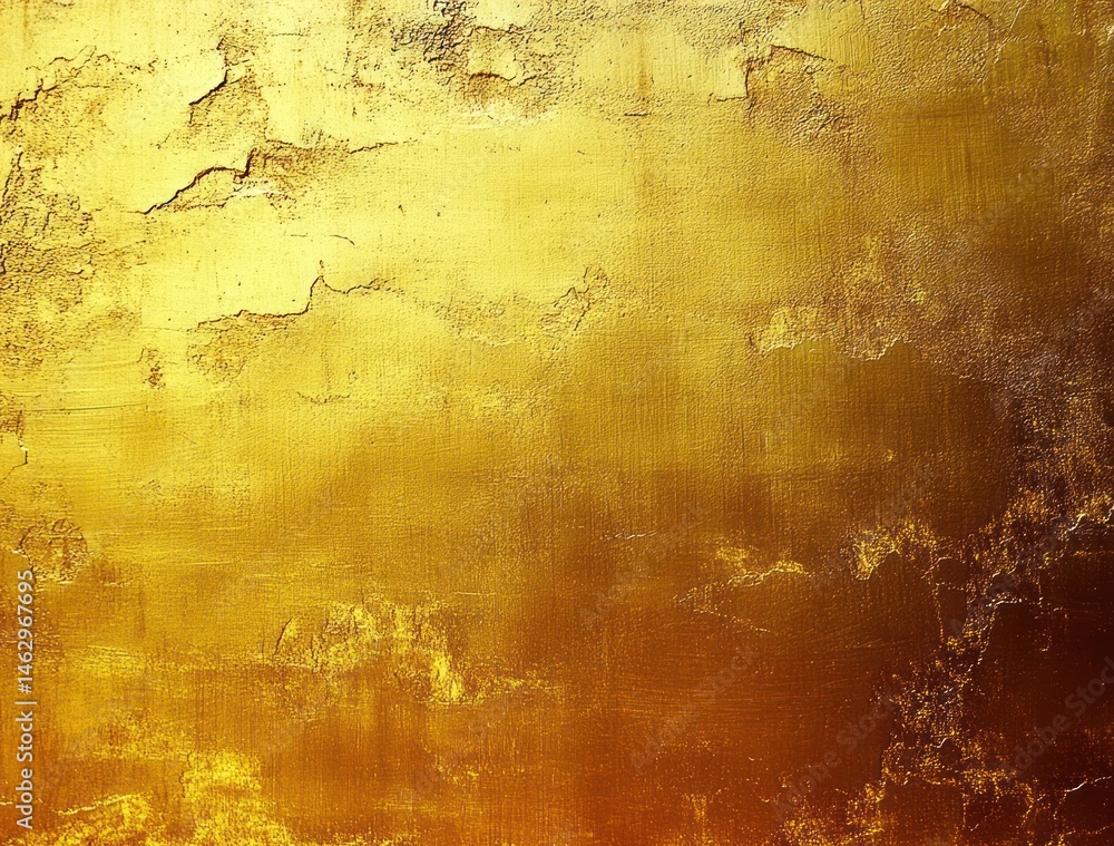Poster textured golden surface with metallic sheen and irregular patches creating a rich, luxurious abstrac