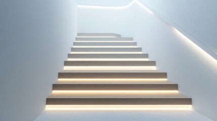 Modern illuminated staircase, interior design, architecture,  minimalist home