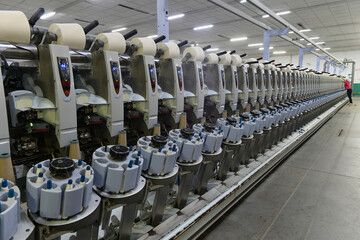Cotton textile factory equipment is in operation