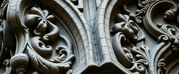 close up of a decorative design on a building