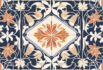 Elegant Vintage Floral Tile Pattern Design Intricate Art Deco Style Background Texture