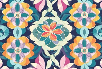 Vibrant Floral Pattern Design Colorful Flowers and Artistic Design for Textile and Wallpaper