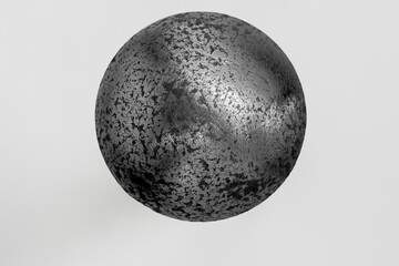Textured metallic sphere on a white background