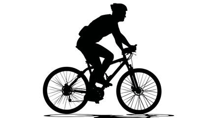 Obraz premium Cyclist riding bicycle silhouette side view vector isolated on white background - 