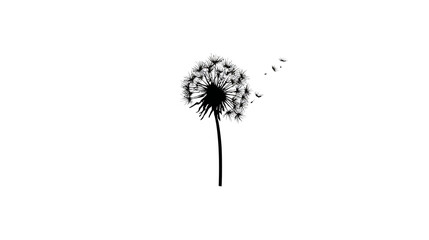 Dandelion logo simple black silhouette vector isolated on white background  -  