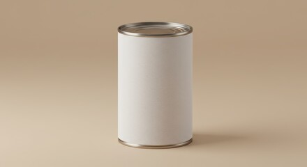White Can on Beige Background