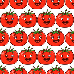 Seamless repeating tomato pattern ideal for backgrounds, wallpapers, or textiles.