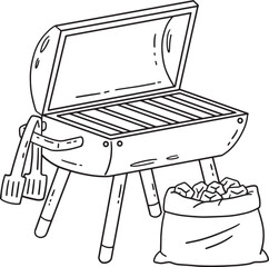 BBQ and Grilling and Coal Isolated Coloring 