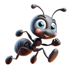 Cute 3d ant isolated on white background