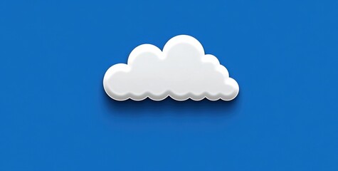 White cloud icon on a vibrant blue background.  Simple, 3D rendered cloud shape